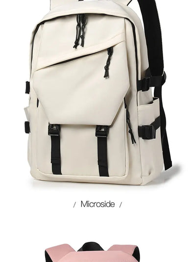 One 15 Inch Polyester Waterproof Solid Color Simple Men's Backpack Fashion Couple Student Computer Backpack - Smarsty