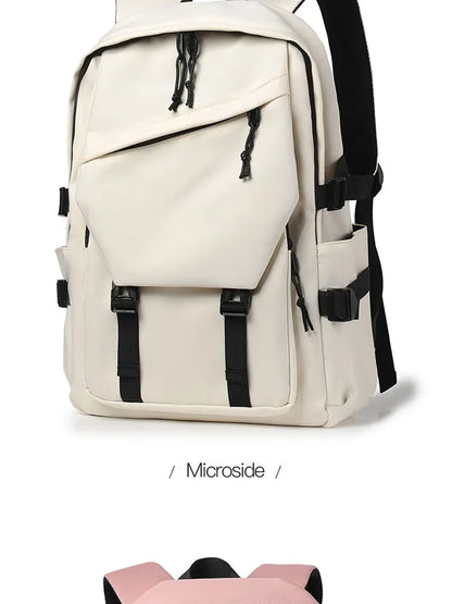 One 15 Inch Polyester Waterproof Solid Color Simple Men's Backpack Fashion Couple Student Computer Backpack