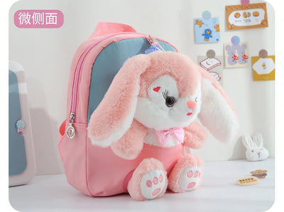 Plush 3D Rabbit Backpack For Kids Cute Bow Tie Design - Smarsty