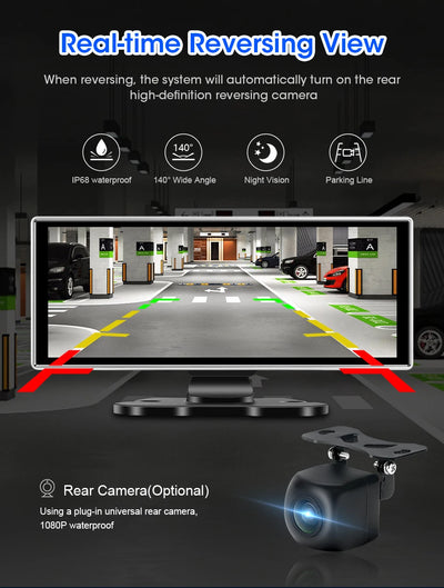 4K Dash Cam Dual Lens Car DVR With Wireless CarPlay - Smarsty