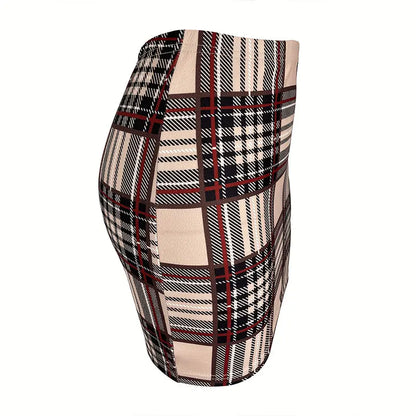 Plaid Skirt Sexy Micro Skirt Offiece Lady Red Green Elegant Pencil Mini Skirts Streetwear High Waist Lady Short Skirt for Women - Smarsty
