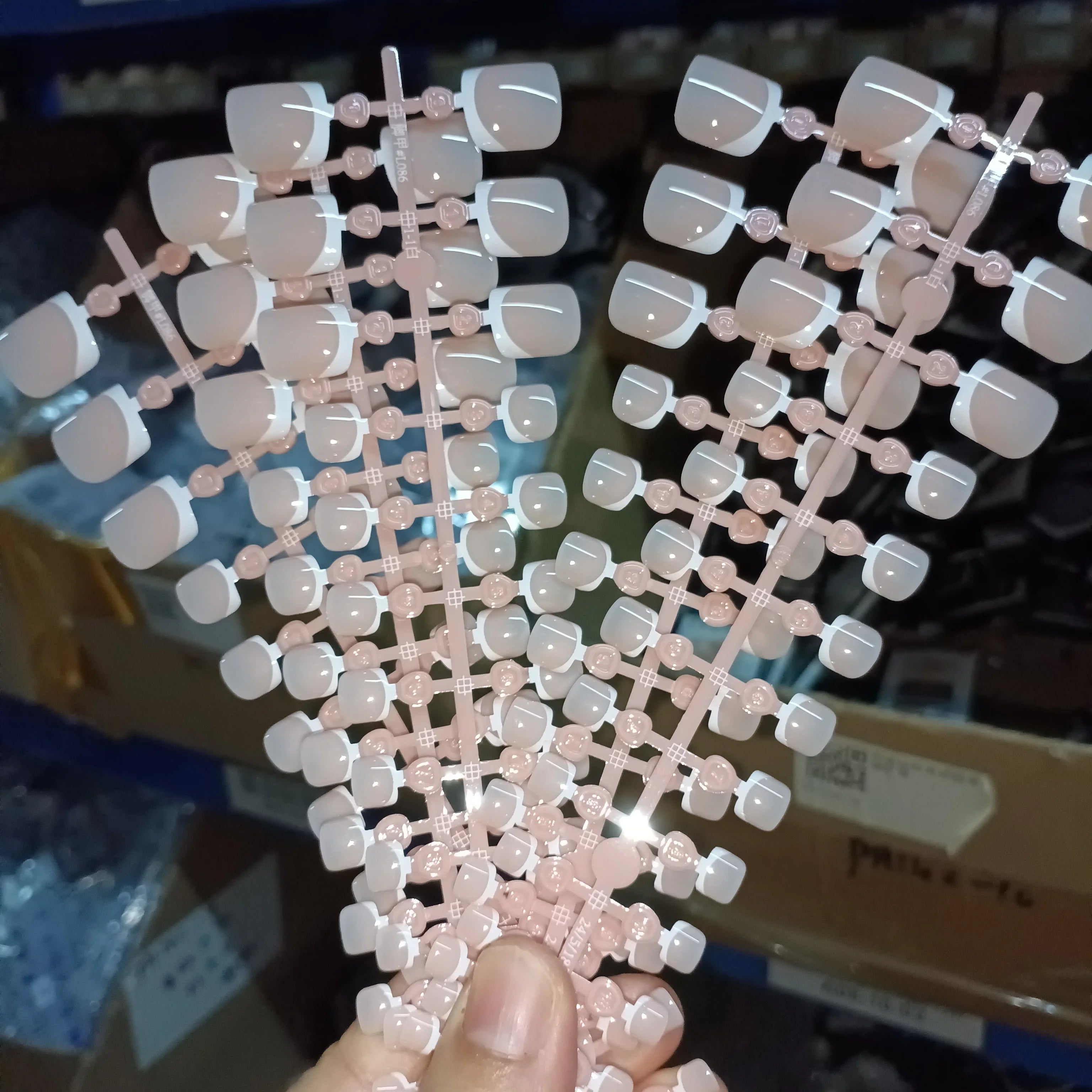 120 Pieces Pink Square Toe Nail Tips Full Cover Extensions - Smarsty