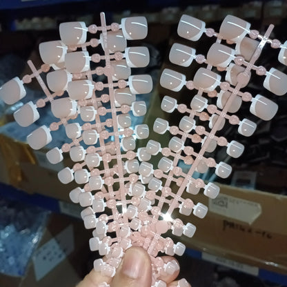 120 Pieces Pink Square Toe Nail Tips Full Cover Extensions - Smarsty