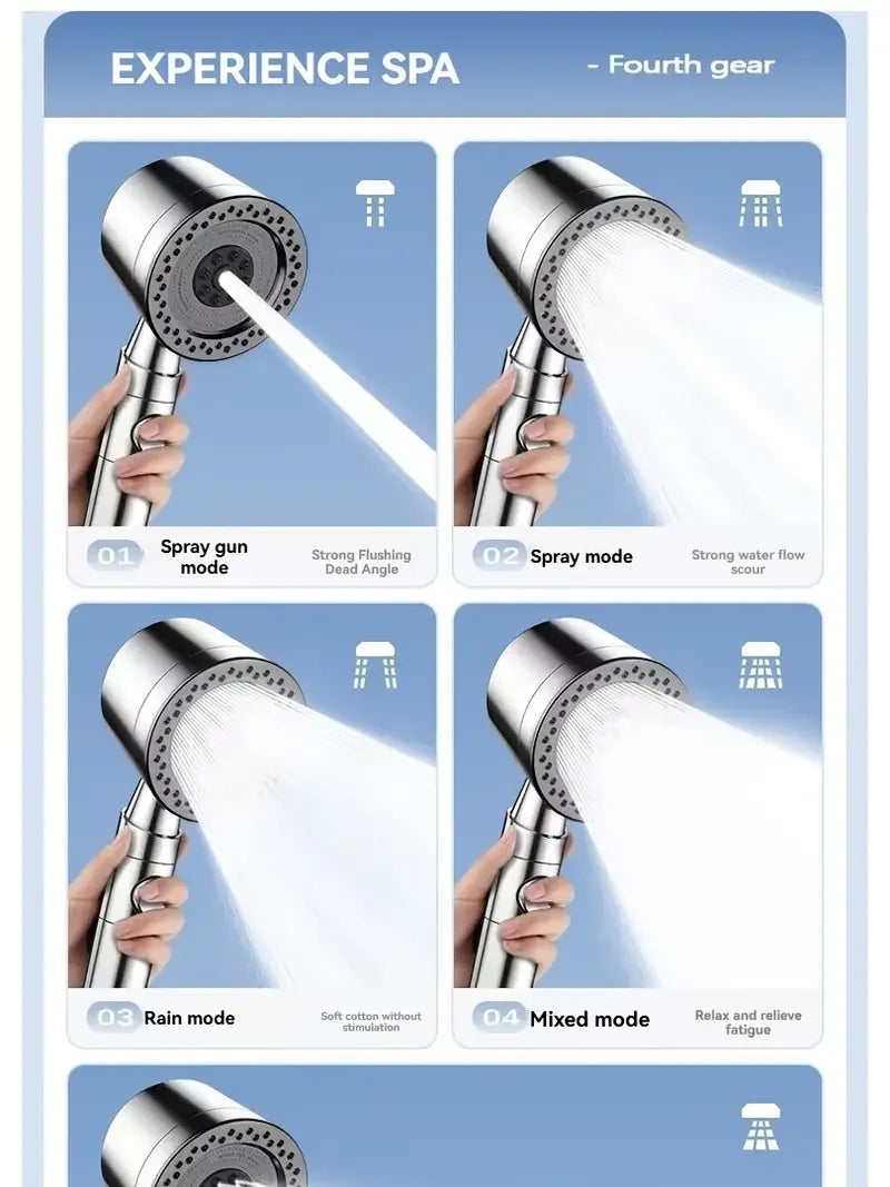 New High Pressure Water Saving Filter Shower Head 5 Modes Handheld Shower Head One Button Stop Bathroom Accessories Set - Smarsty