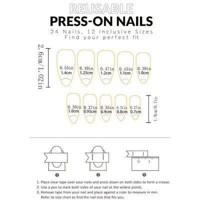 24PCS French Almond Fake Nails with Pearl Trim - Smarsty
