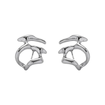 Irregular Liquid Metal Hollow Earrings Lightweight Punk - Smarsty