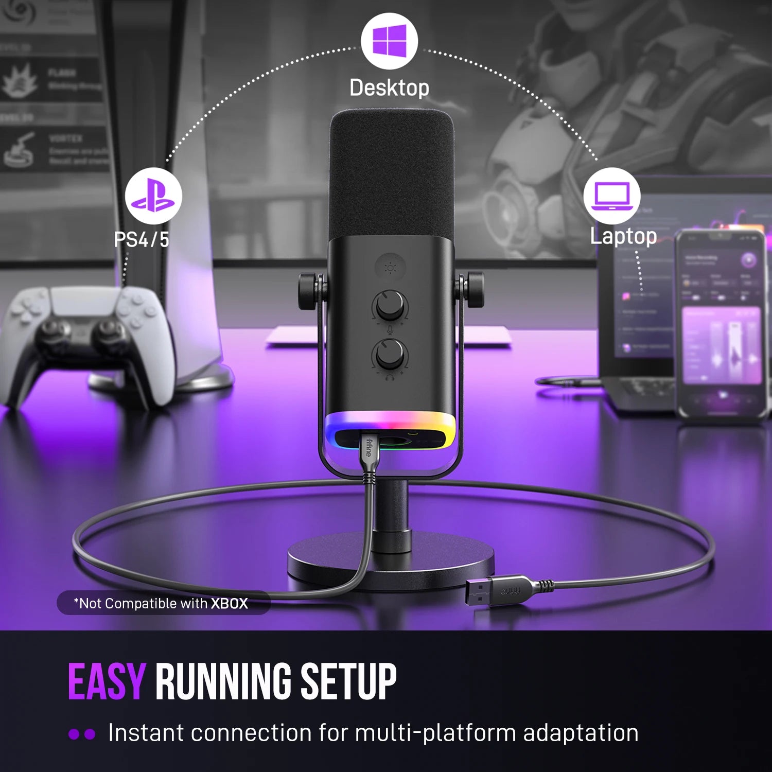 FIFINE USB XLR Dynamic Microphone for Gaming and Streaming - Smarsty