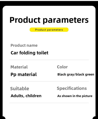 Portable Car Folding Toilet Toilet Camping Emergency Artifact Car Travel Emergency Outdoor Mobile Toilet Camping Equipment