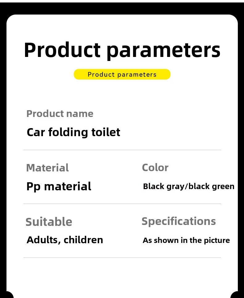 Portable Car Folding Toilet Toilet Camping Emergency Artifact Car Travel Emergency Outdoor Mobile Toilet Camping Equipment