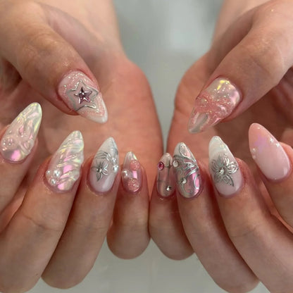 24pcs Flower Design Fake Nail Tips Full Cover - Smarsty
