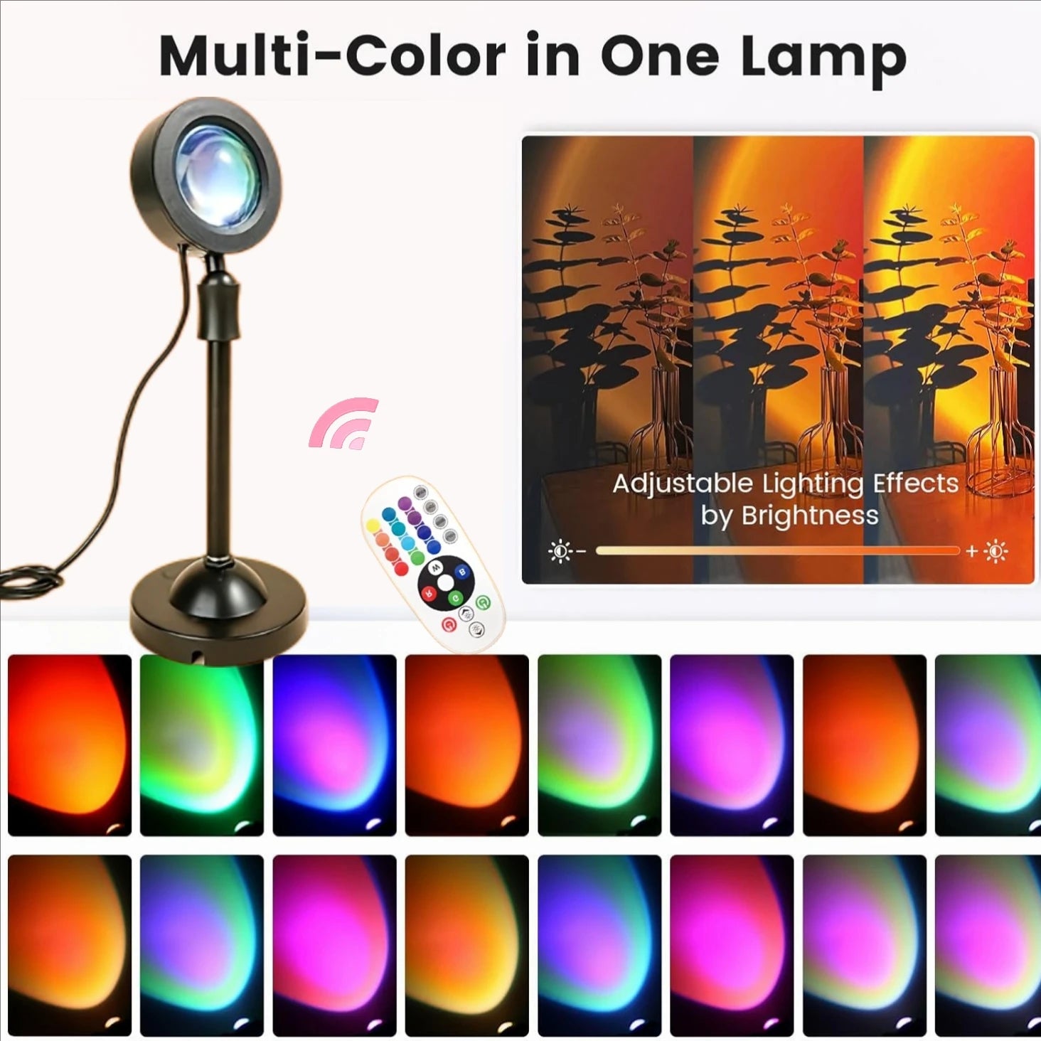 USB LED projector night light RGB sunset atmosphere night light, with remote control, used for room decoration photography