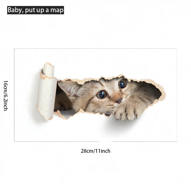 3D Effect Peeping Kitten Toilet Sticker Waterproof Design - Smarsty