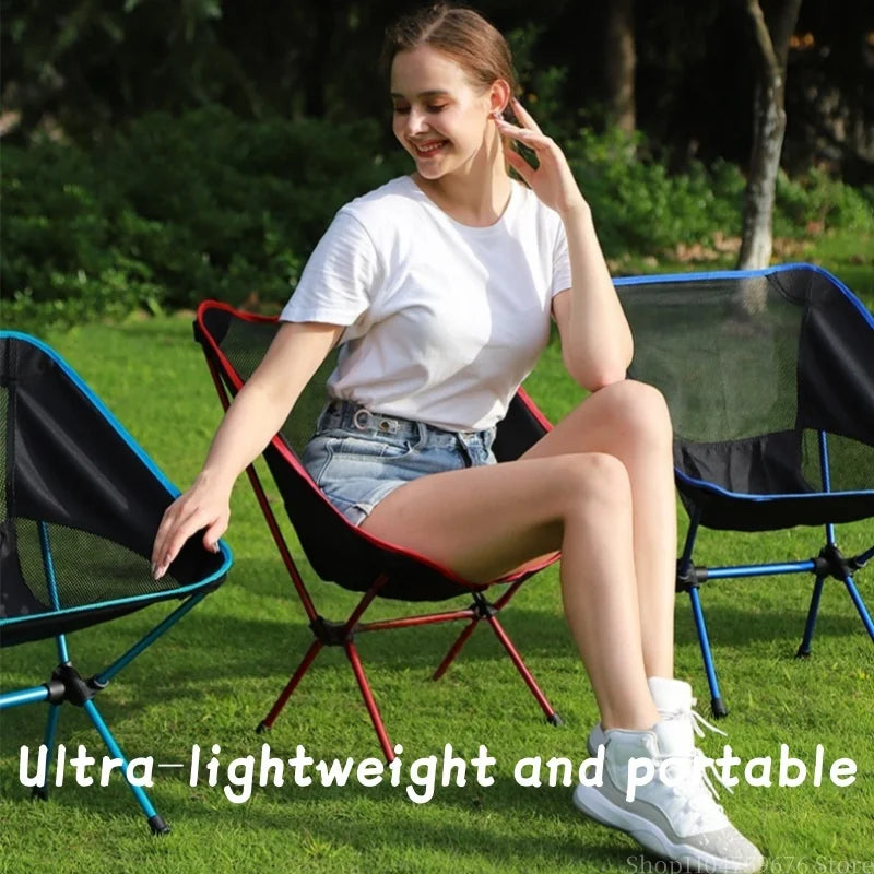 Outdoor foldable chair - ultra-light fishing camping leisure reclining chair - aluminum alloy moon chair - outdoor chair by Smarsty