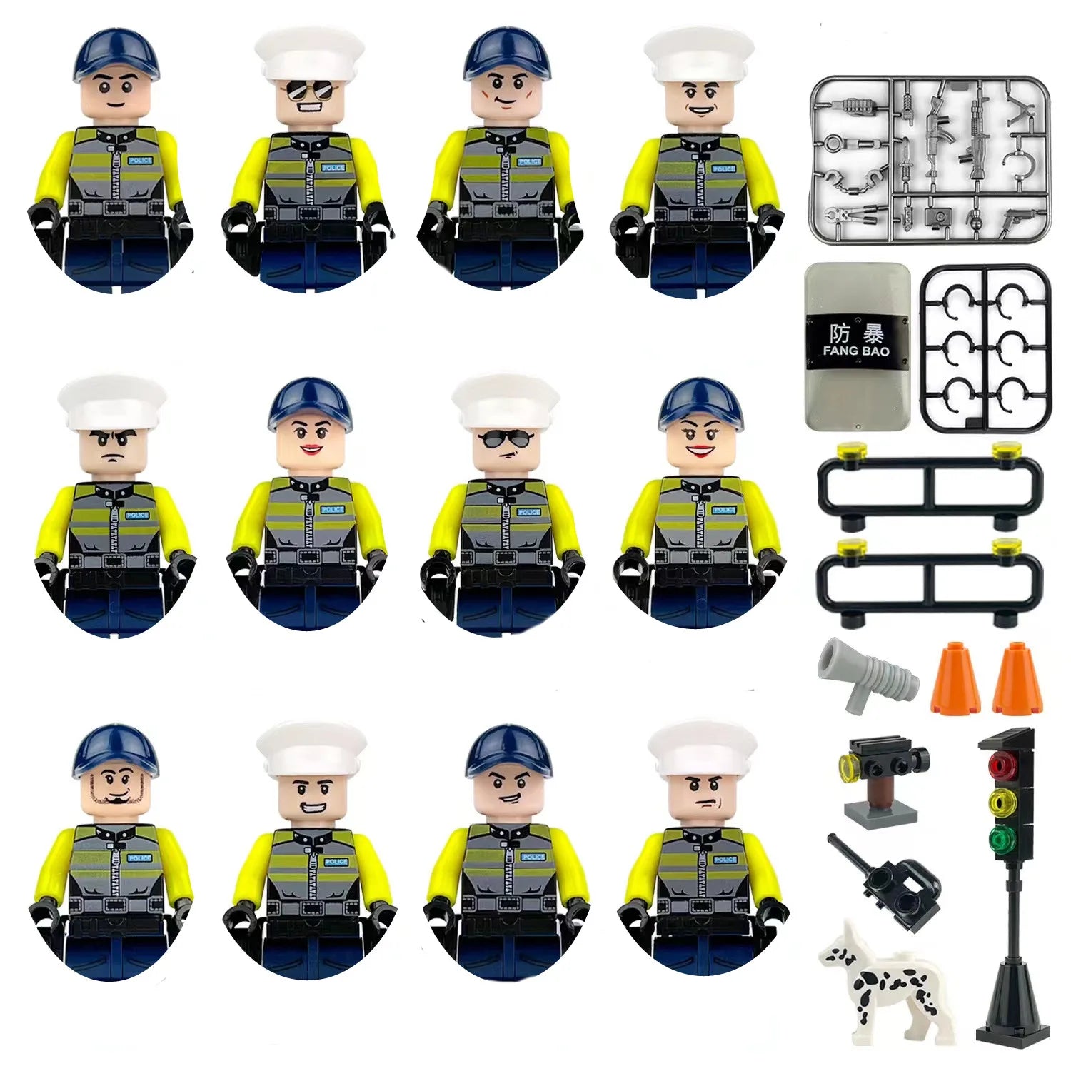 building blocks action doll mini city figures toys girls soldiers policeman robot worker fireman farmer cook movie characters