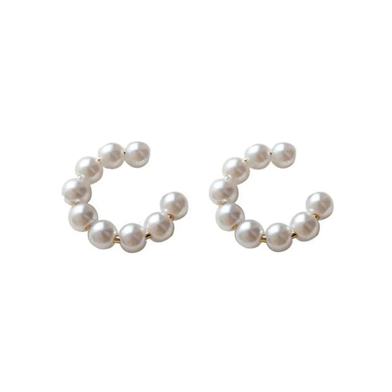 Korean Pearl Ear Cuff Clip Earrings Non Piercing Comfort - Smarsty