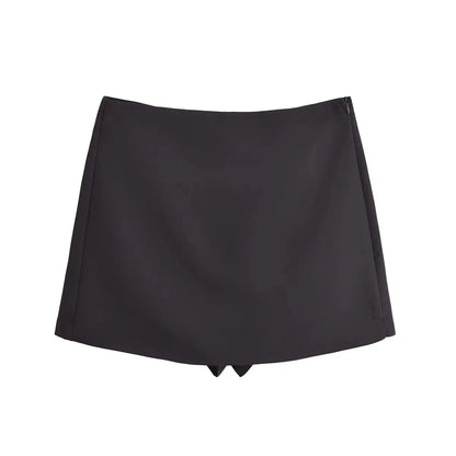 TFMLN New Spring Women Solid Skort Fashion Causal Side Zipper Mini Shorts Skirts Vintage High Waist Streetwear Shorts Skirts - Smarsty