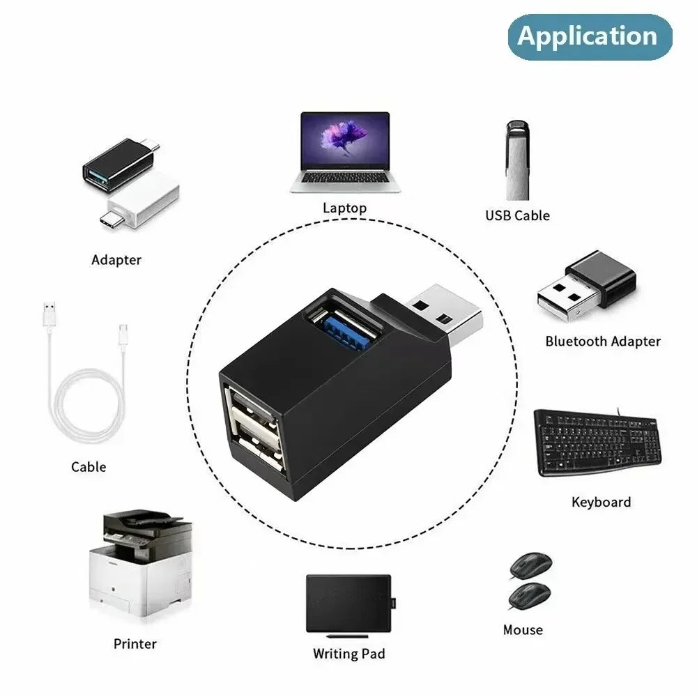 USB 3.0 Car Hub Splitter Multi Port USB Hub Charger