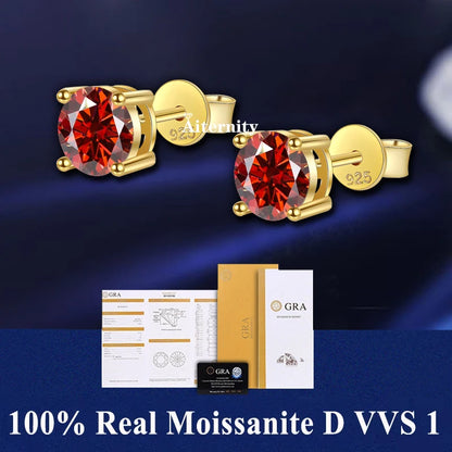 Certified Moissanite Stud Earrings 18K Plated Silver - Smarsty