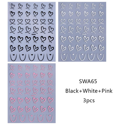 Valentine's Day Nail Art Stickers 3D Heart Designs - Smarsty