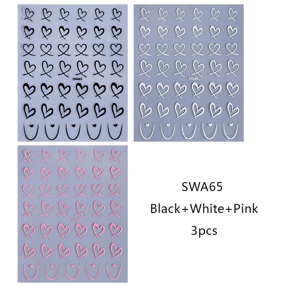 Valentine's Day Nail Art Stickers 3D Heart Designs - Smarsty