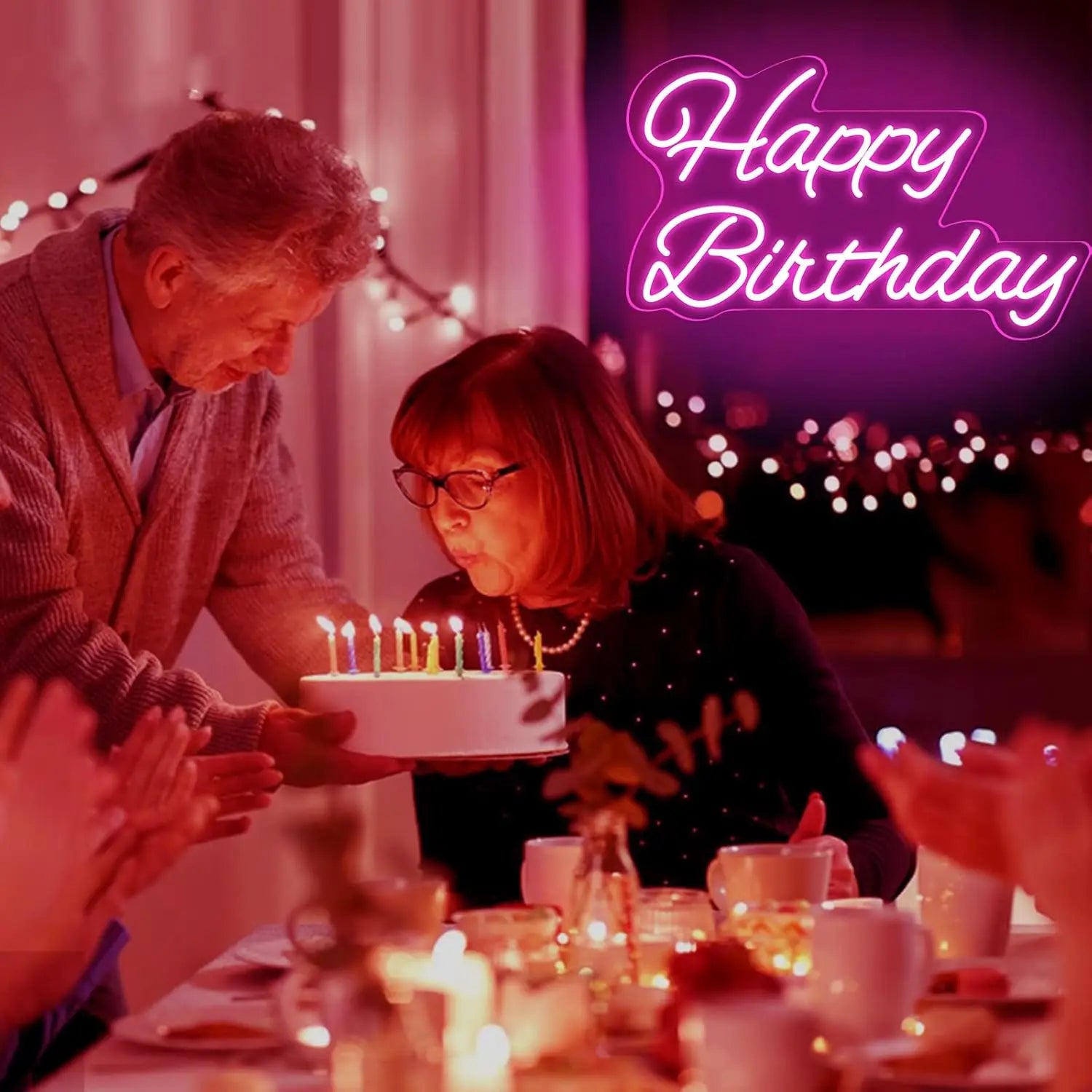 “Happy Birthday” LED neon sign For birthday party backdrop decorations, wall decorations and birthday gifts Dimmable 16”