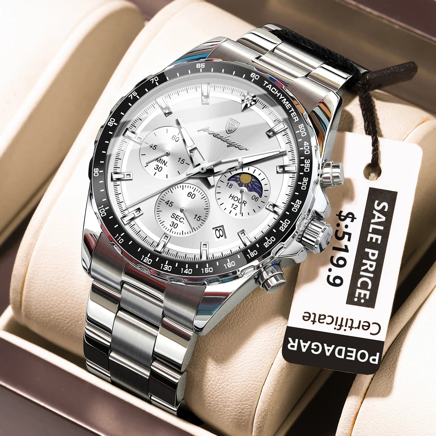 Waterproof Stainless Steel Men's Chronograph Watch - Smarsty