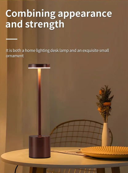 Classic Table Lamp USB Rechargeable Night Light Stepless Dimming Touch Desk Lamp 3 Colors Bedside Lamp Bar Hotel Decoration - Smarsty