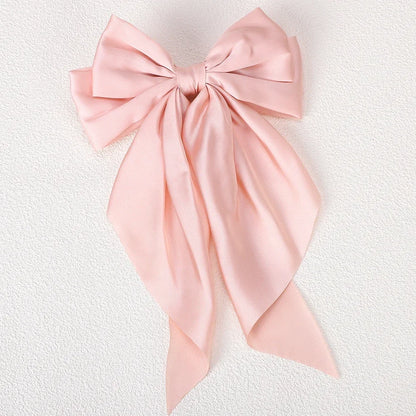 Girls Elegant Big Bow Satin Hair Clip Accessory - Smarsty