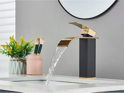 Brushed Gold Waterfall Bathroom Sink Faucet Mixer - Smarsty