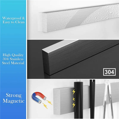 Stainless Steel Knife Stand Strip Organizer Strong Magnetic Knife Holder Wall Mount Kitchen Bar Storage Kitchen Accessories by Smarsty
