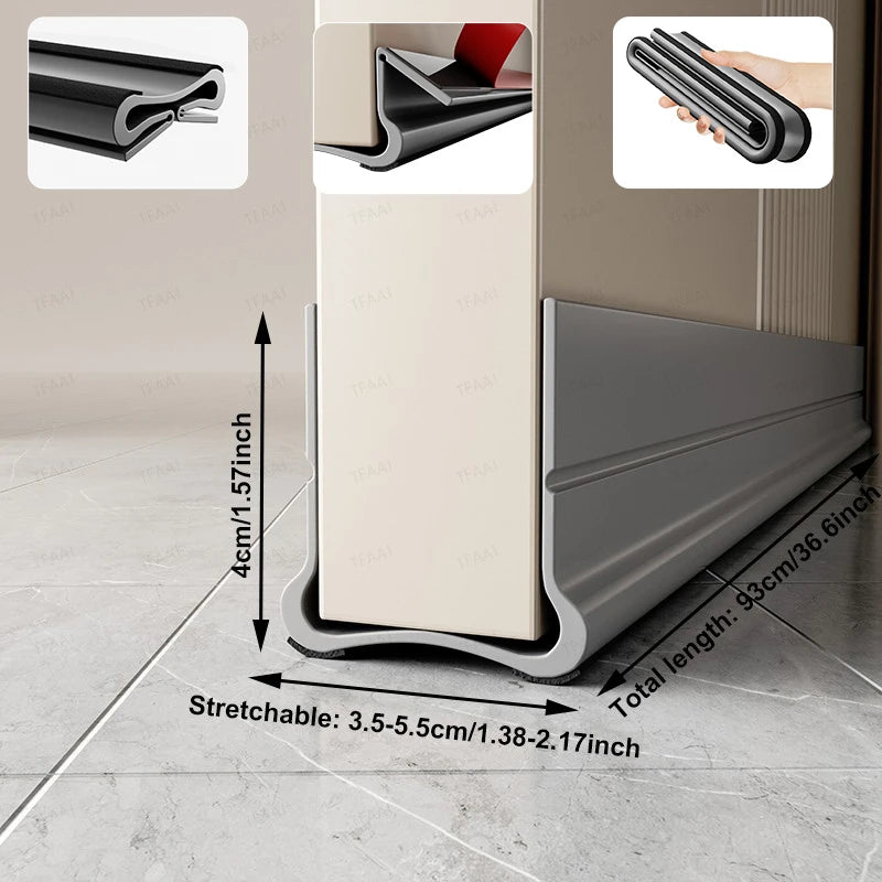 Flexible Door Bottom Sealing Strip Door Gap Soundproofing Wind and Dust Proof Weather Strip Under Door Draft Stopper Tape - Smarsty