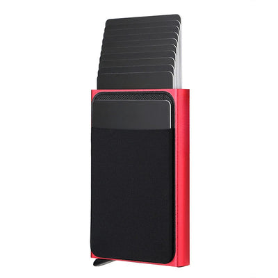 Automatic Flip Card Side Push Card Holder Sleeve Large Capacity 12 Cards Slot Metal Cards Box Men Credit Card Anti-theft Wallets - Smarsty