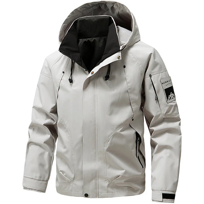 Waterproof Jacket Men Outdoor Softshell Zip Up Hooded Jacket Windbreaker Hiking Camping Coats Lightweight Spring Autumn Coats by Smarsty