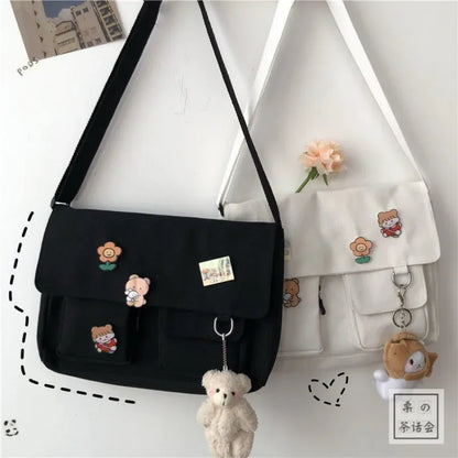 Harajuku Messenger Bag For Girls Durable Canvas School Bag - Smarsty