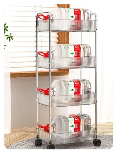 Mobile Shelf with Wheel Multi-Layers Storage Rack Home Trolley for Snacks Cosmetic Sundries Organizer 2/3/4 Tiers Rolling Cart by Smarsty