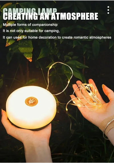 Camping String Lights,33Ft Light with Lanterns (2 in 1 Design),Camping Lights 2000mAh,IPX6 Waterproof,Rechargeable Flashlights by Smarsty