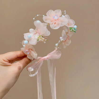 Girls Flower Ribbon Headband For Party Lightweight Soft - Smarsty