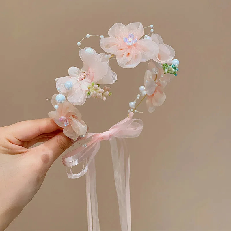 Girls Flower Ribbon Headband For Party Lightweight Soft - Smarsty