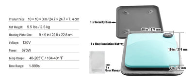 SucceBuy 9x9/12x10 in Portable Heat Press Machine DIY Shirt Printing Multifunctional Sublimation Transfer HTV Vinyl T-shirt Bag - Smarsty