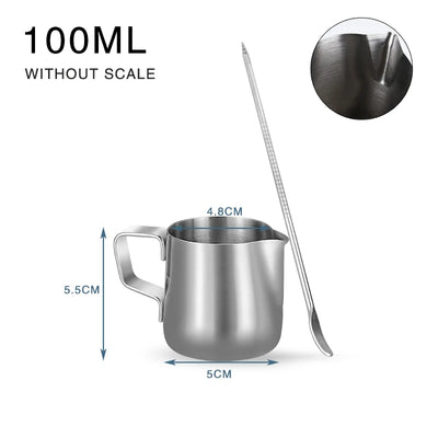 Milk Frother Jug Stainless Steel Container 100ML 350ML 600ML Frothing Pitcher Coffee Cups Latte Barista Espresso Maker Accessory - Smarsty