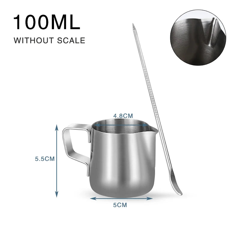 Milk Frother Jug Stainless Steel Container 100ML 350ML 600ML Frothing Pitcher Coffee Cups Latte Barista Espresso Maker Accessory - Smarsty