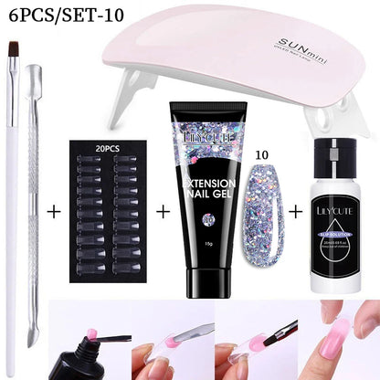 LILYCUTE Nail Gel Set with 6W LED Lamp for Quick Manicure - Smarsty