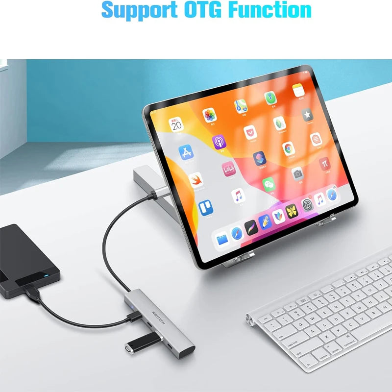 USB C Hub 4 Port Aluminum Gen2 Data Dongle Portable