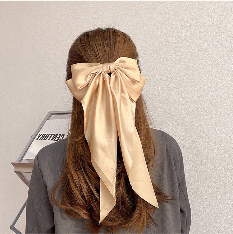 Trendy Solid Color Satin Ribbon Hair Bows for Women - Smarsty
