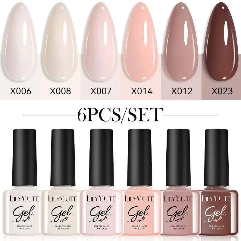 LILYCUTE 6 Piece Coffee Gel Nail Polish Set - Smarsty