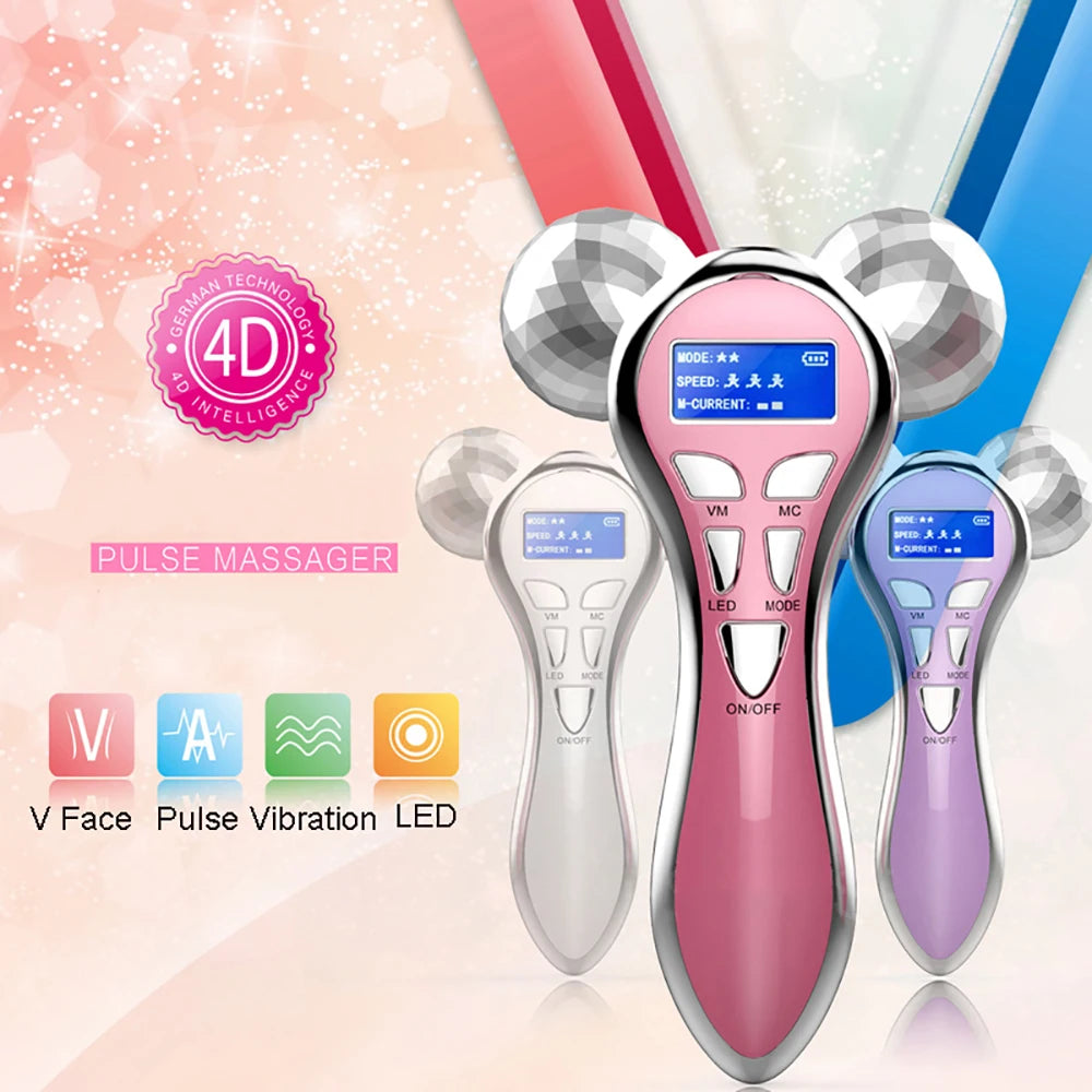 4D EMS Face Massager Roller for Lifting and Anti-Aging - Smarsty