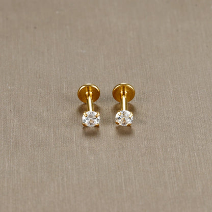 16G Surgical Steel Labret Stud Earrings Secure CZ Comfort - Smarsty