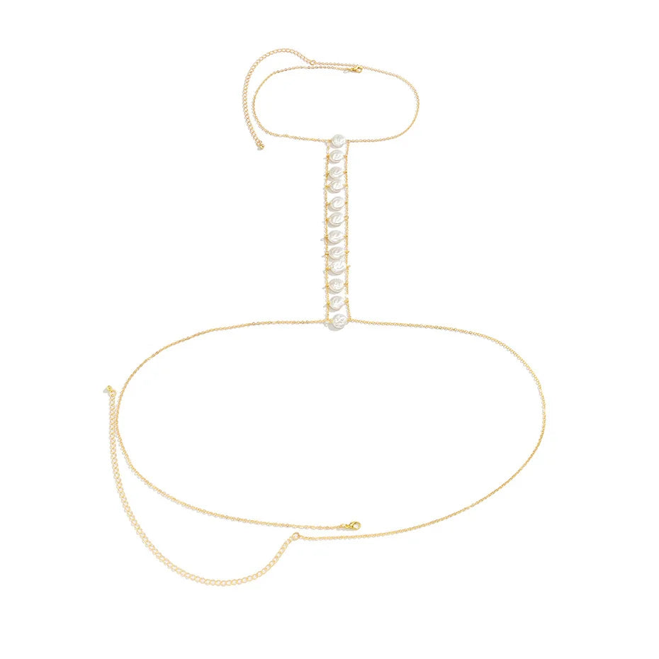 Bohemian Pearl Cross Belly Chain for Summer Style - Smarsty