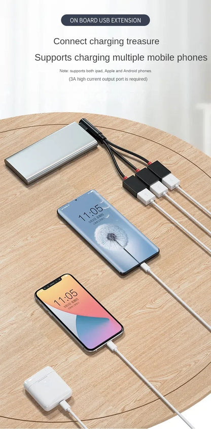 Car USB Hub 1 In 2 Out Charging Cable CompactLight
