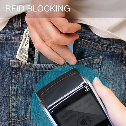 Carbon Fiber Metal Minimalist Slim Credit Card Holder Wallet Carteira for Men Cartera Tarjetero Hombre RFID Bank Cardholder Case